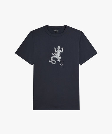 メンズ アイコニック プリント コットン 半袖 Tシャツ "Lezard"
