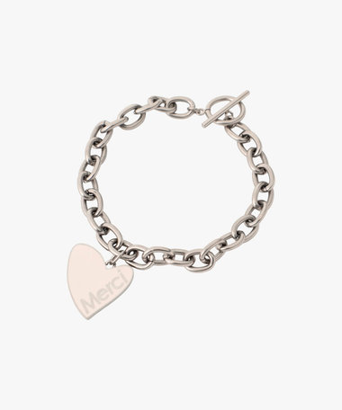メッセージ ハート チェーンブレスレット "Merci"