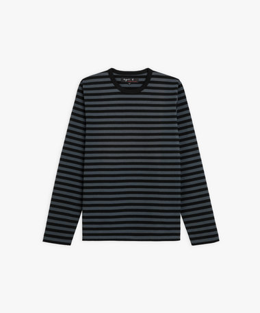 メンズ 細ボーダー コットン 長袖 Tシャツ "Coulos"