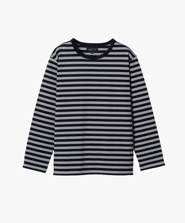 細ボーダー コットン 長袖 Tシャツ "Cool"