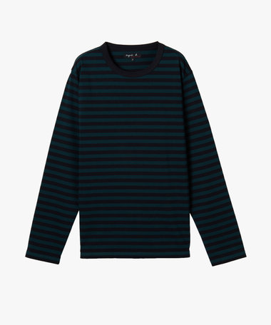 メンズ 細ボーダー コットン 長袖 Tシャツ