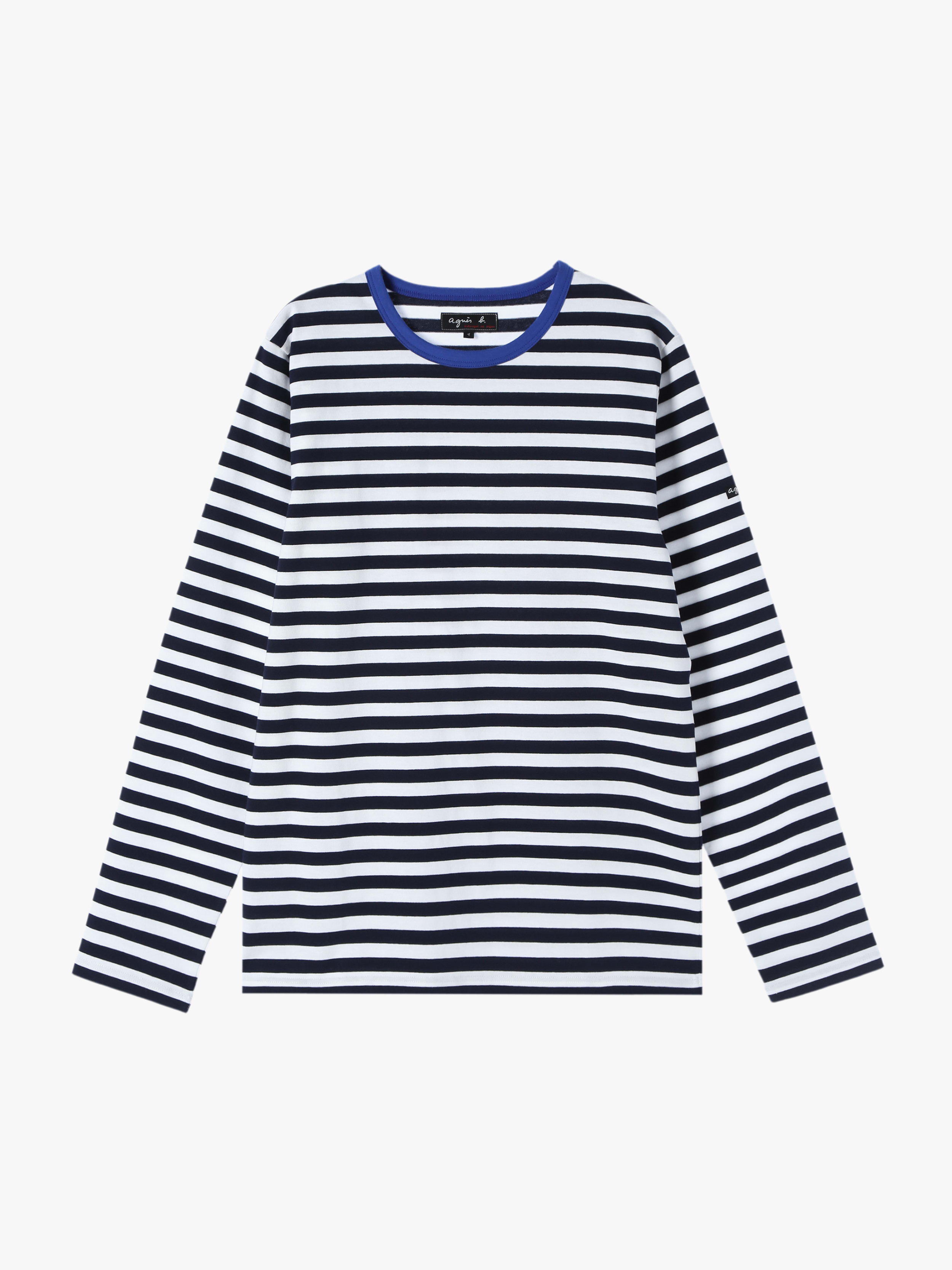 メンズ 細ボーダー コットン 長袖 Tシャツ "Coulos"