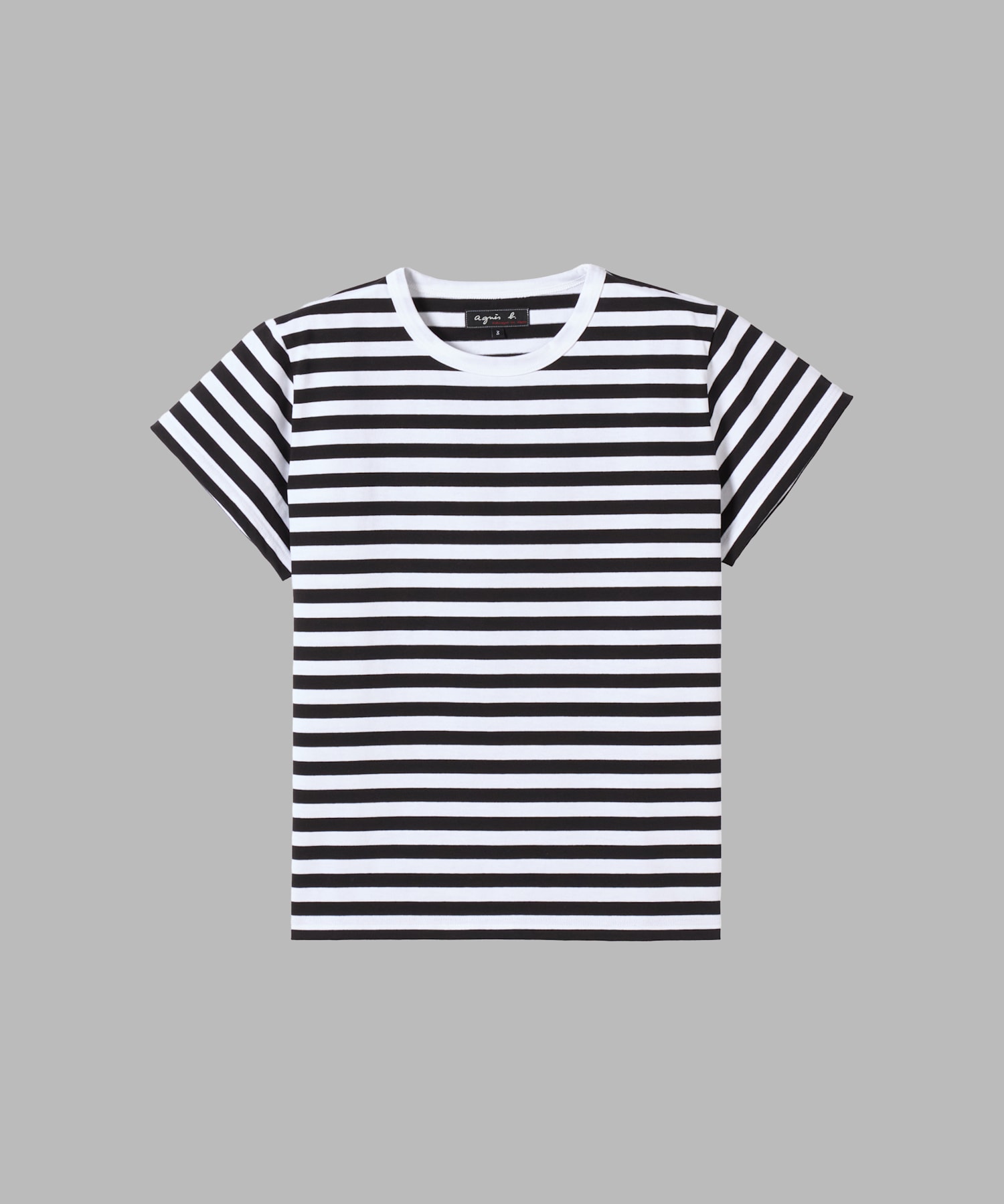 細ボーダー コットン 半袖Tシャツ "Brando"