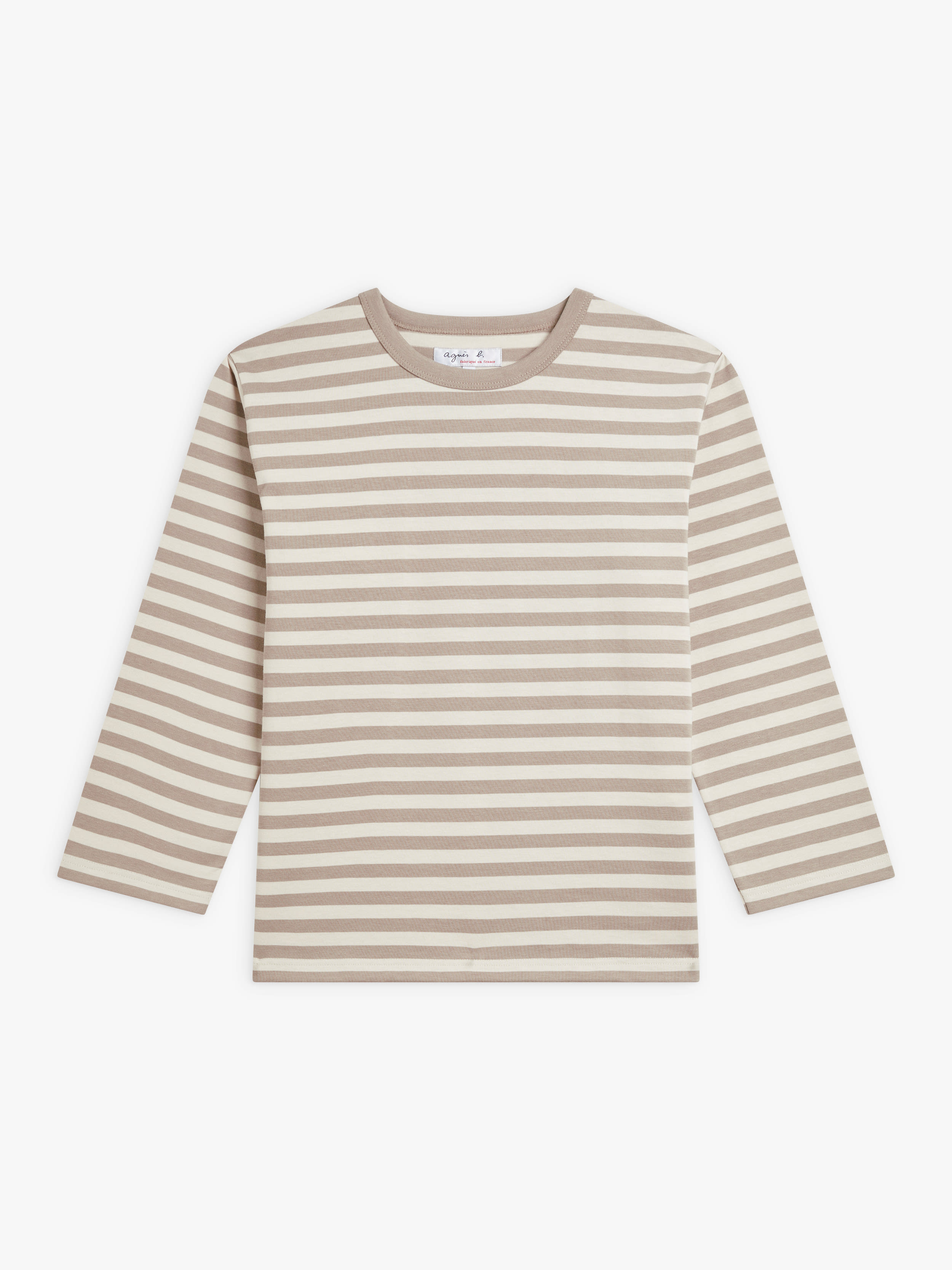 細ボーダー コットン 七分袖 Tシャツ "Lil Cool"