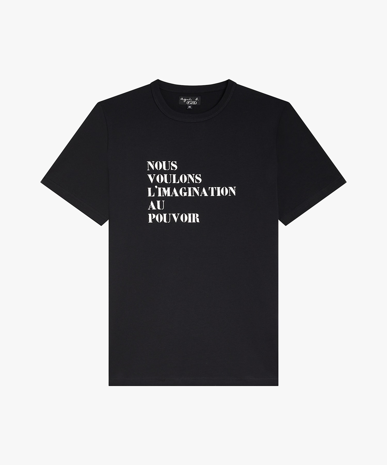 プリント コットン 半袖 Tシャツ  "Nous voulons l'imagination au pouvoir"