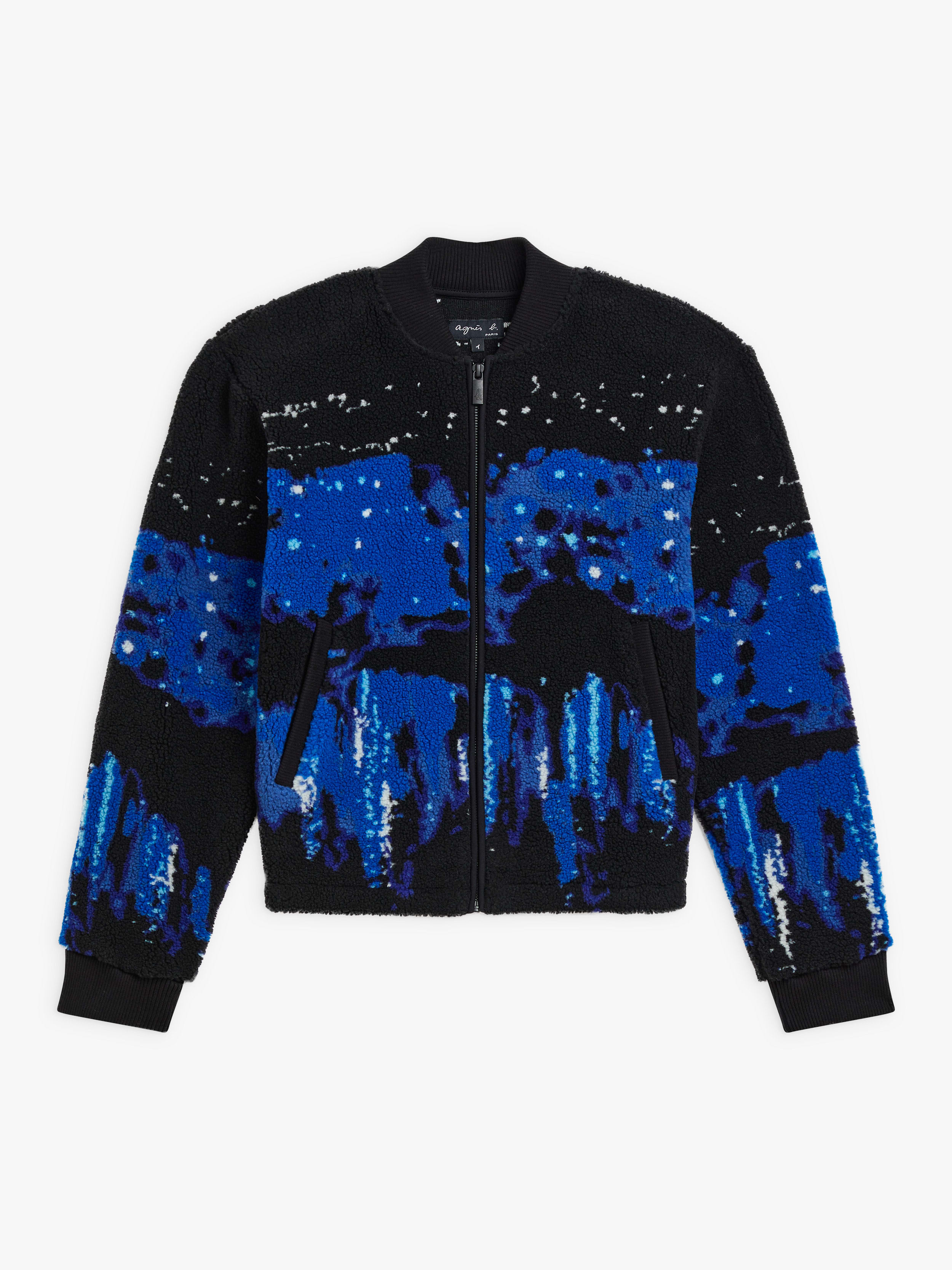 【Outlet】フォトプリント フェイクファー ブルゾン "Lumieres la nuit"