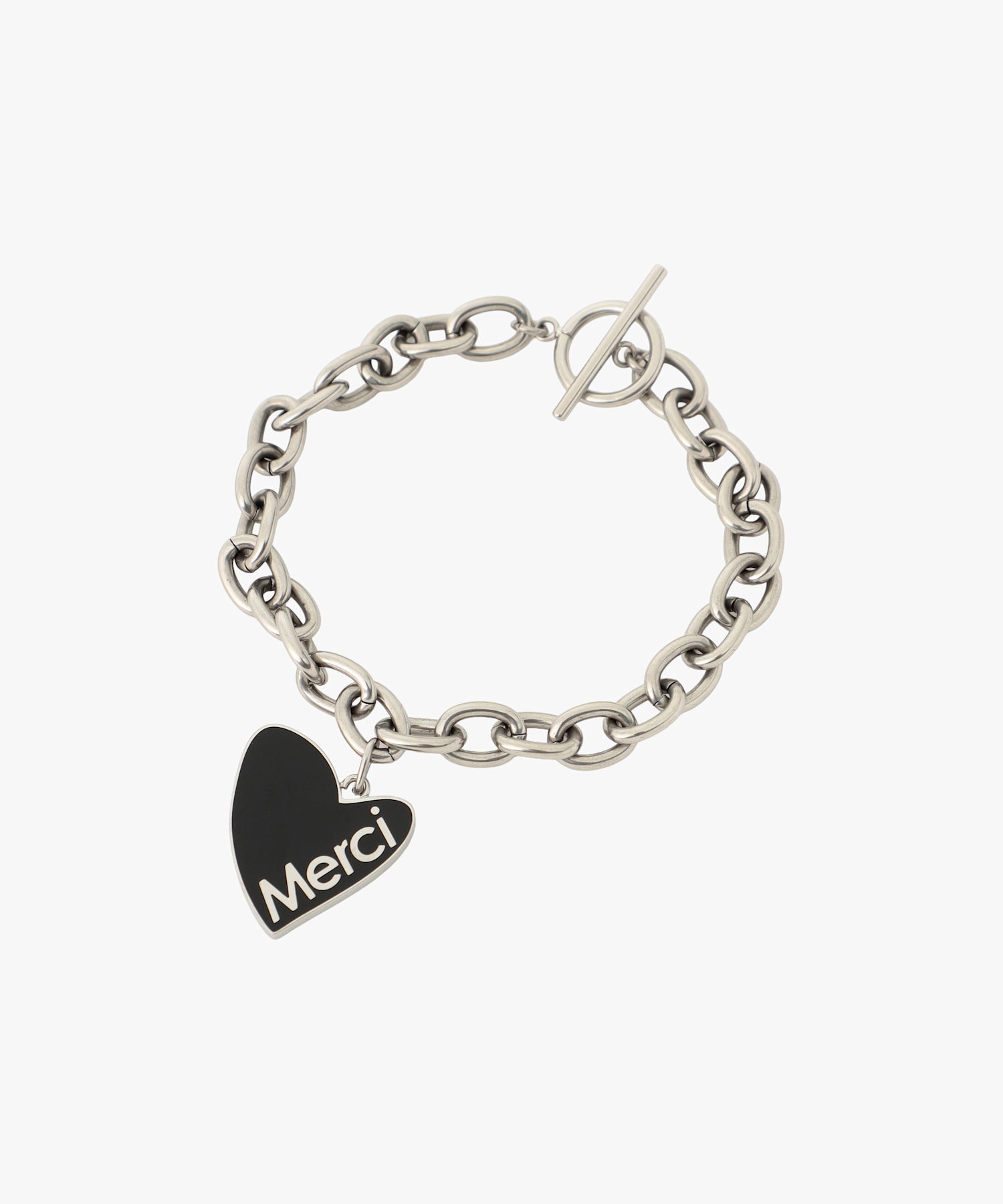 メッセージ ハート チェーンブレスレット "Merci"