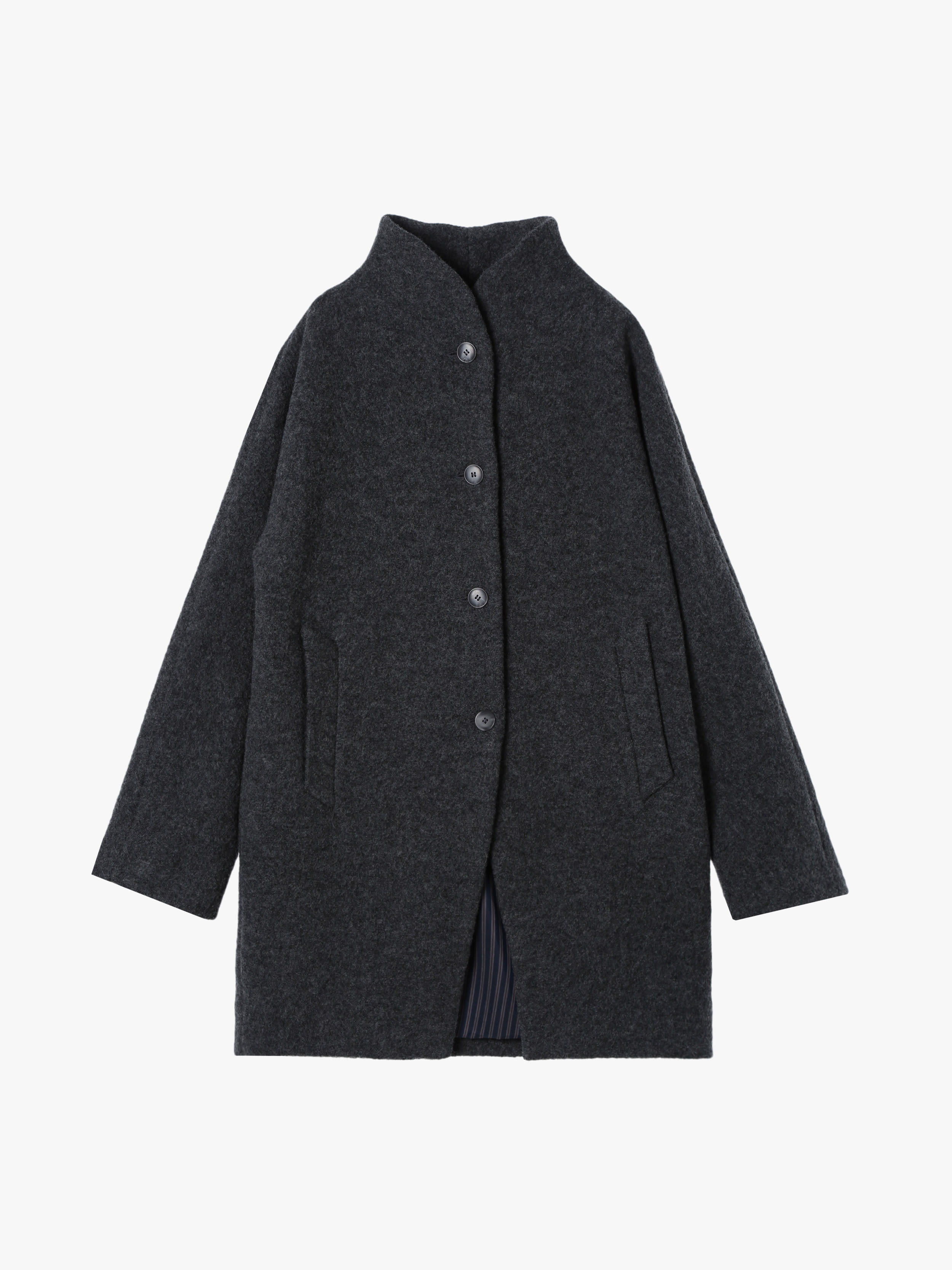 ウール ハイネック ロング コート "Jova"