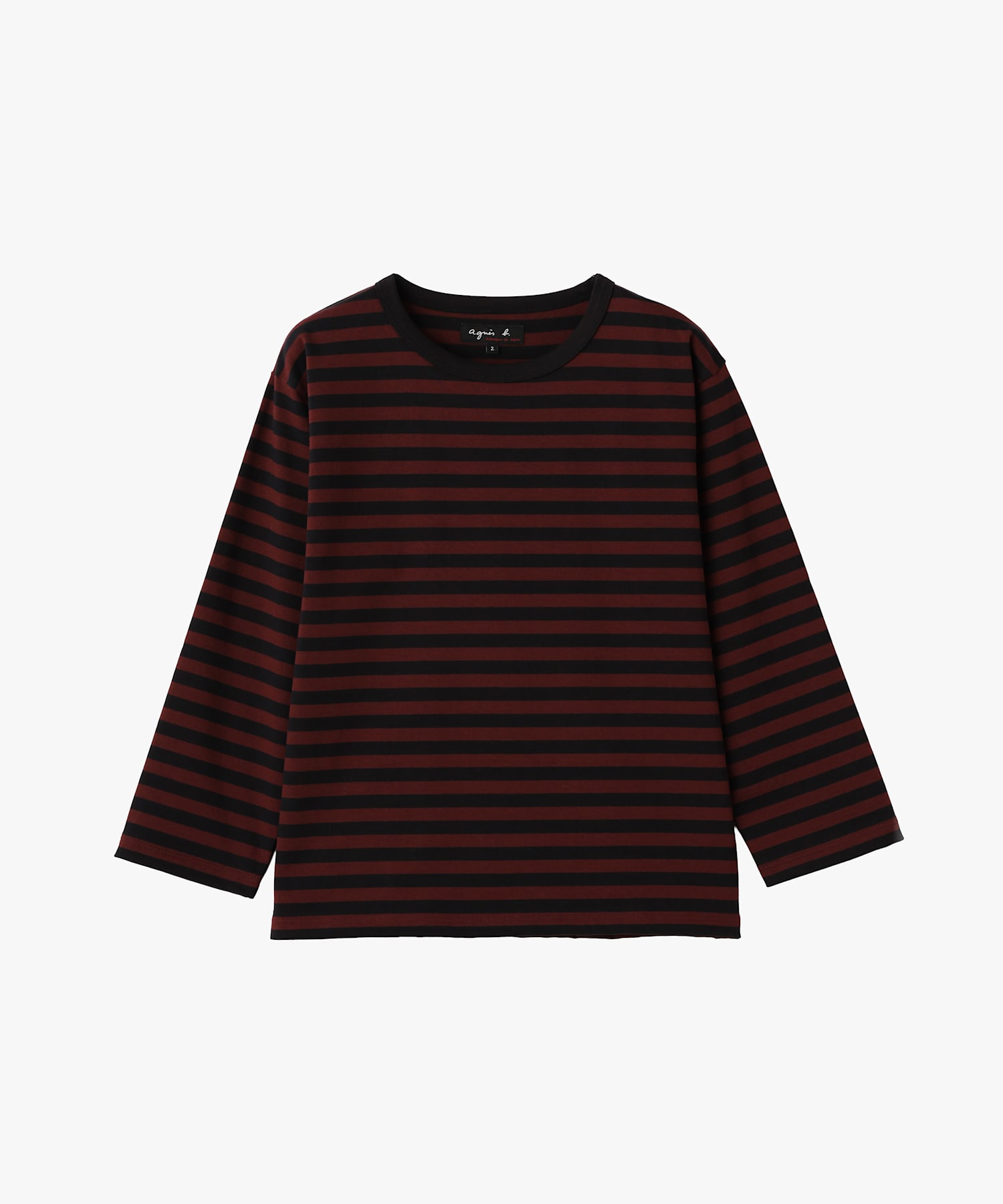 細ボーダー コットン 七分袖 Tシャツ "Lil Cool"