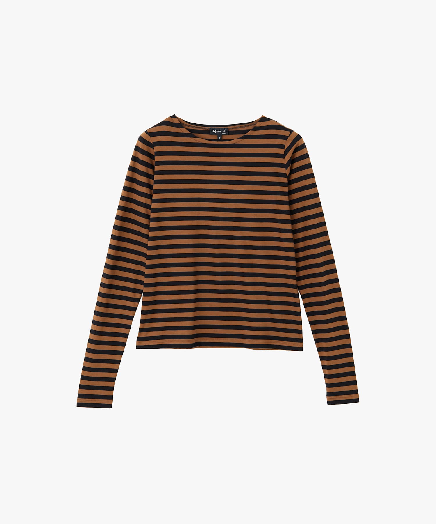 細ボーダー オーガニックコットン クルーネック 長袖 Tシャツ "Knoxy"