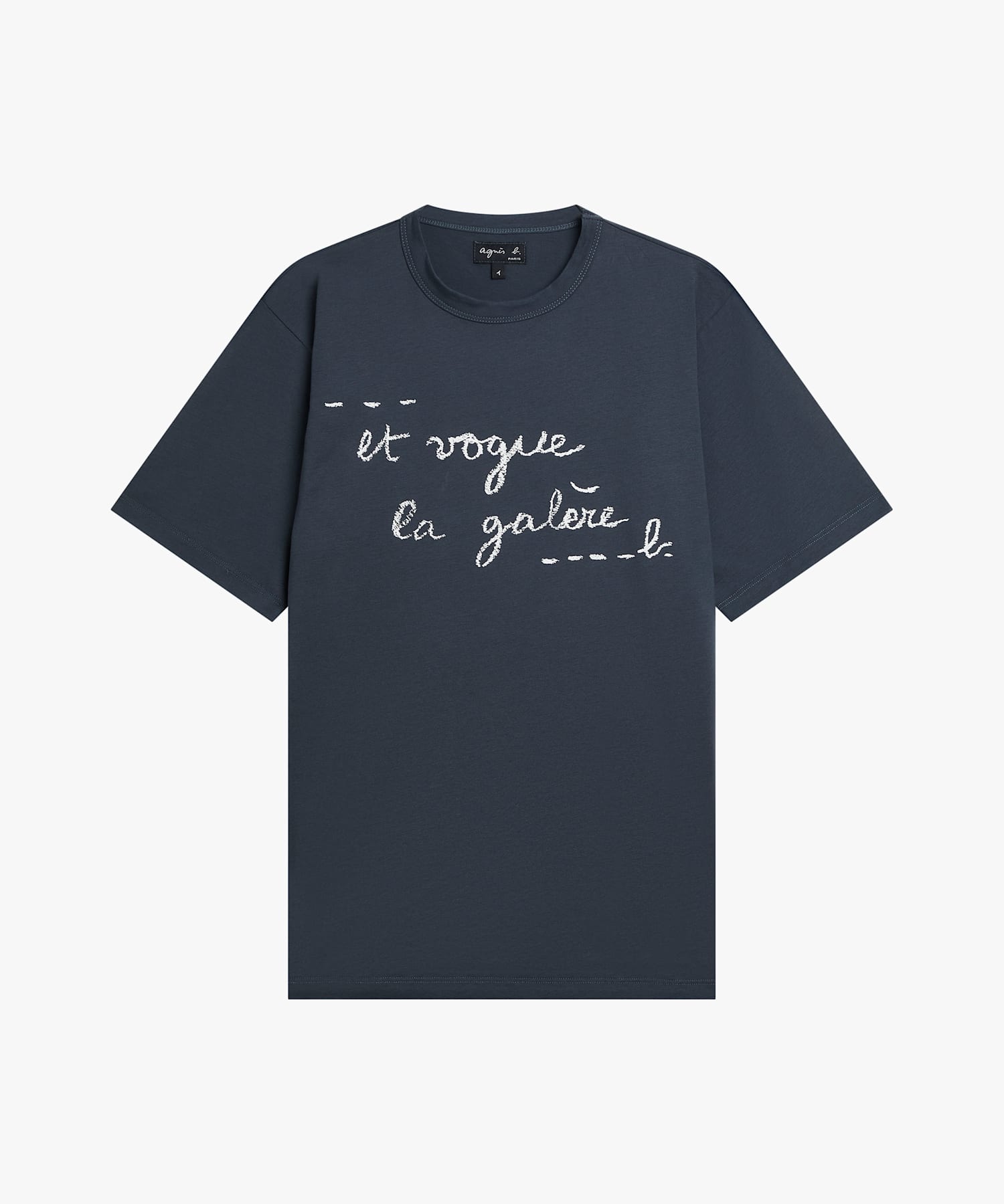 メッセージ プリント コットン 半袖 Tシャツ "et vogue la galere"