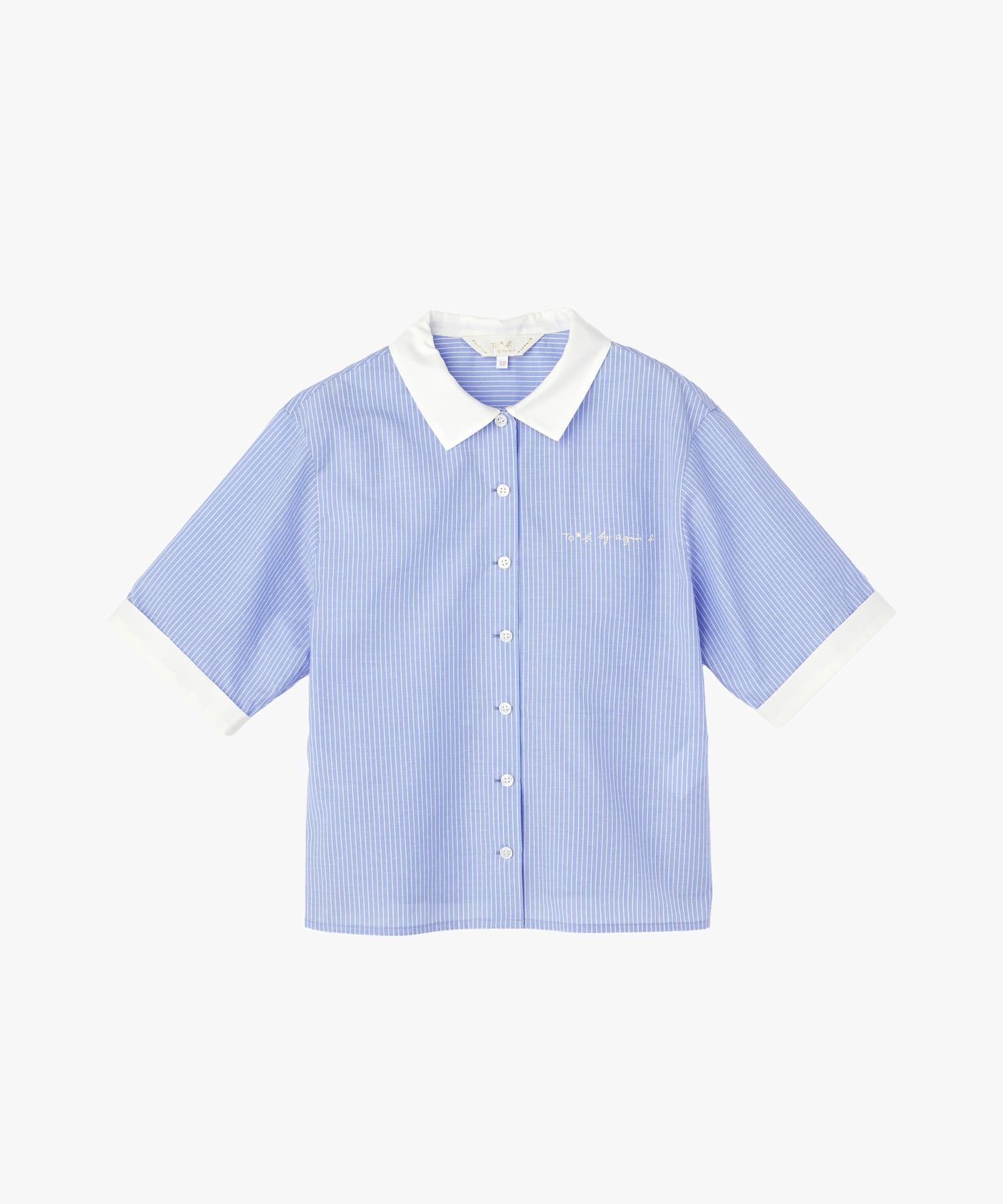 ロゴ プリント ストライプ ハーフスリーブ シャツ