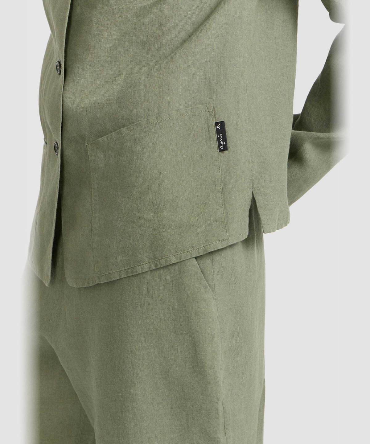 FEMME ウィメンズ リネン 長袖 シャツ "Perine" カーキ