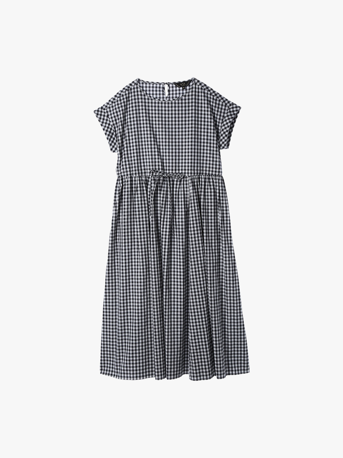 To b. by agnès b. ギンガムチェック コットン ロング ワンピース ホワイト×ブラック