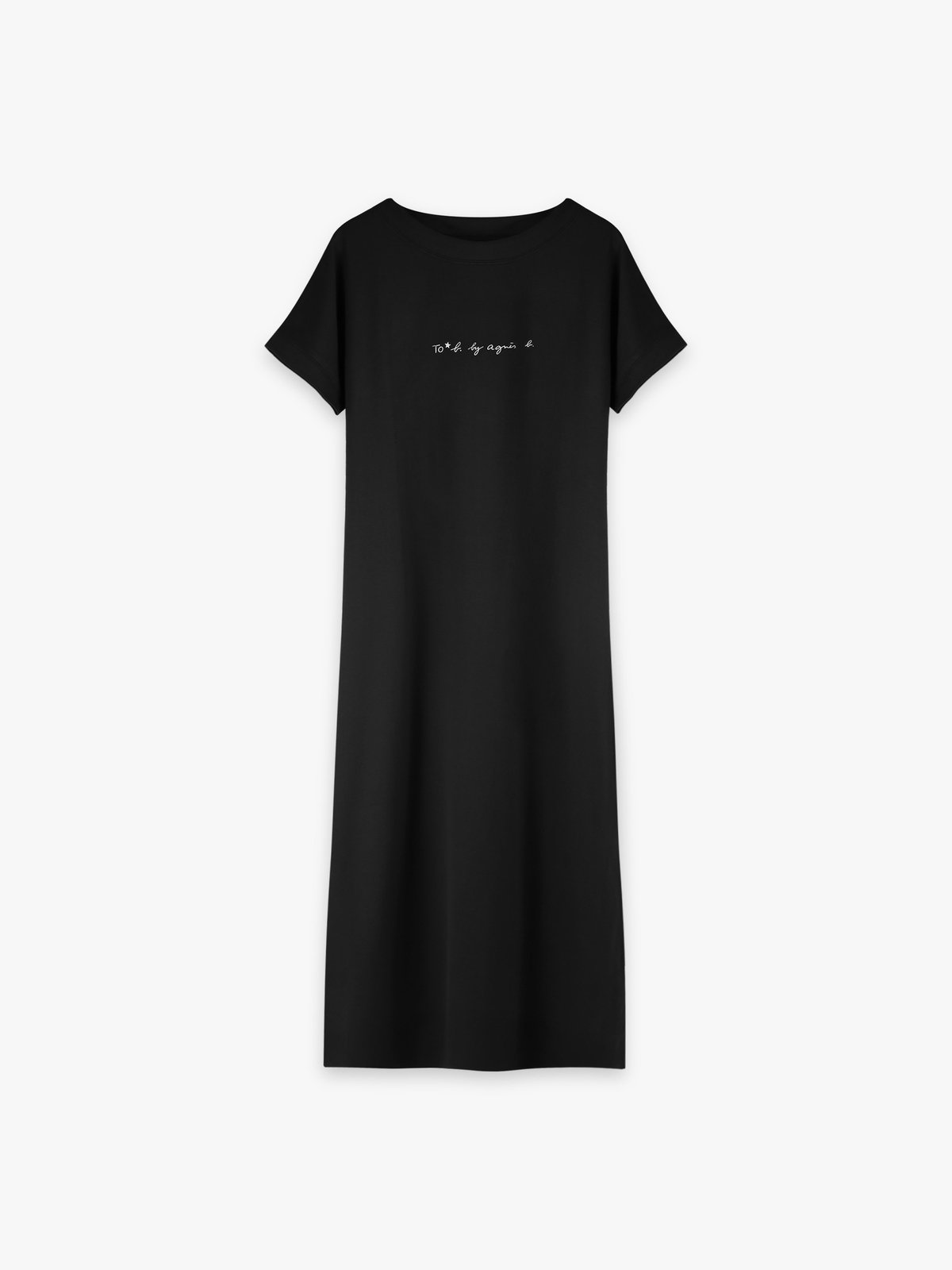 To b. by agnès b. 【Outlet】ロゴ プリント 半袖 Tシャツ ワンピース ホワイト×ブラック