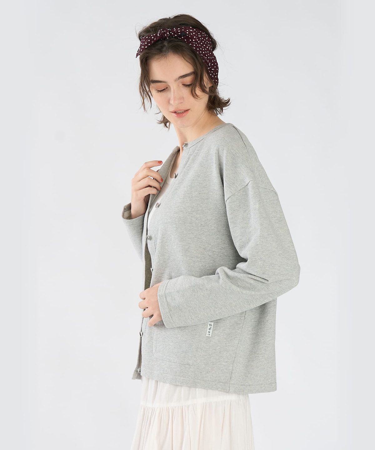 To b. by agnès b. To b. by agnes b.× green label relaxing コットン ビッグカーディガン グレー