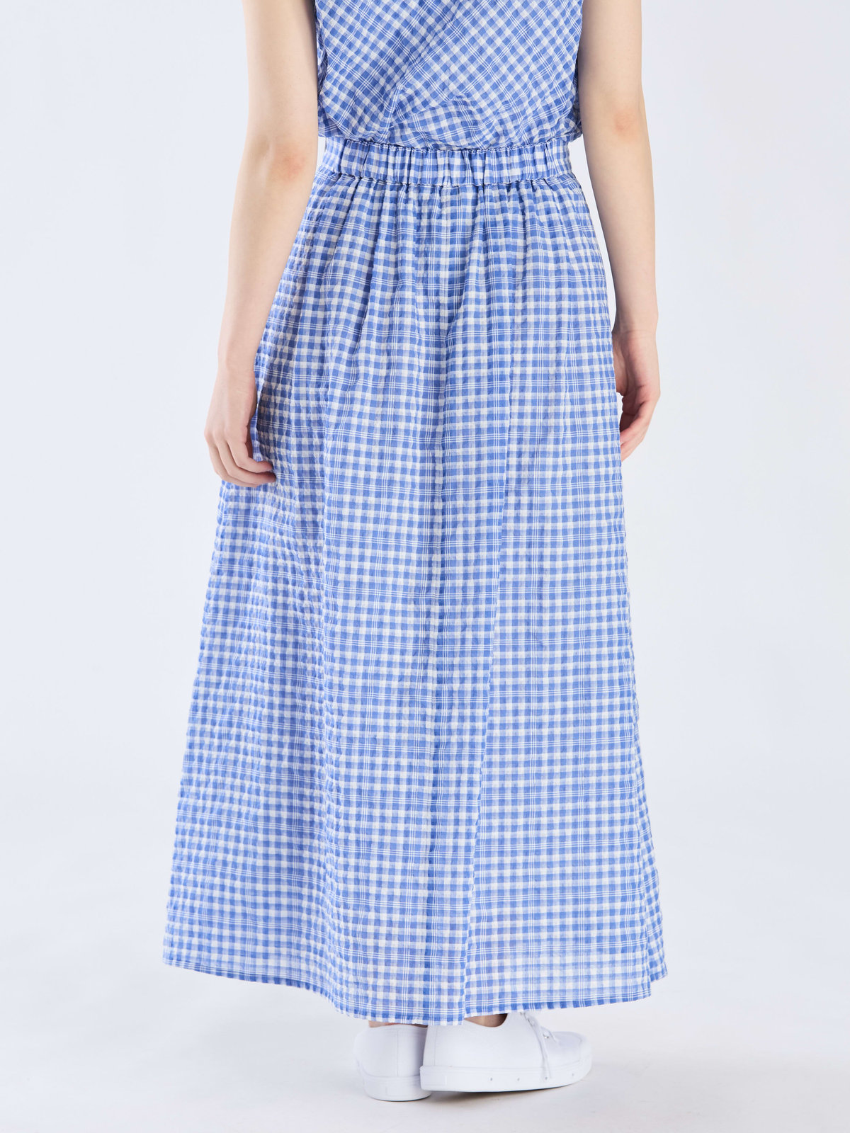 To b. by agnès b. 【Outlet】【セットアップ対応商品】ギンガムロングスカート ブルー