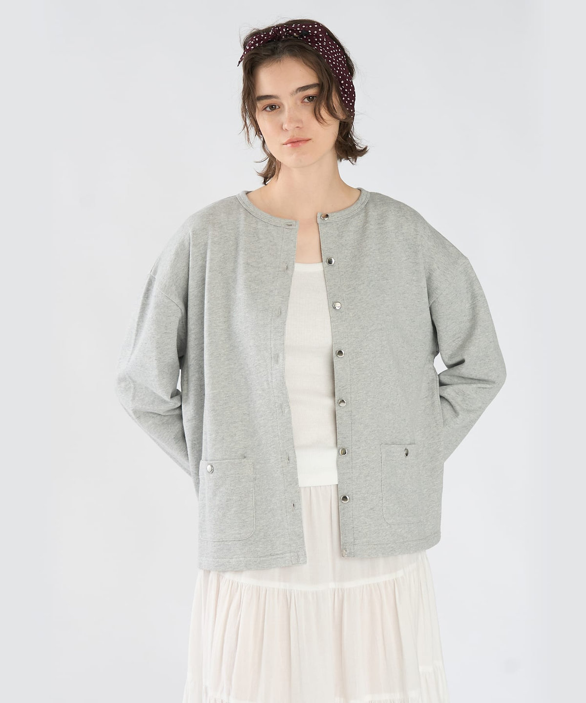 To b. by agnès b. To b. by agnes b.× green label relaxing コットン ビッグカーディガン グレー