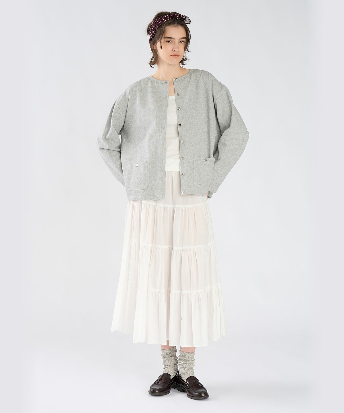 To b. by agnès b. To b. by agnes b.× green label relaxing コットン ビッグカーディガン グレー