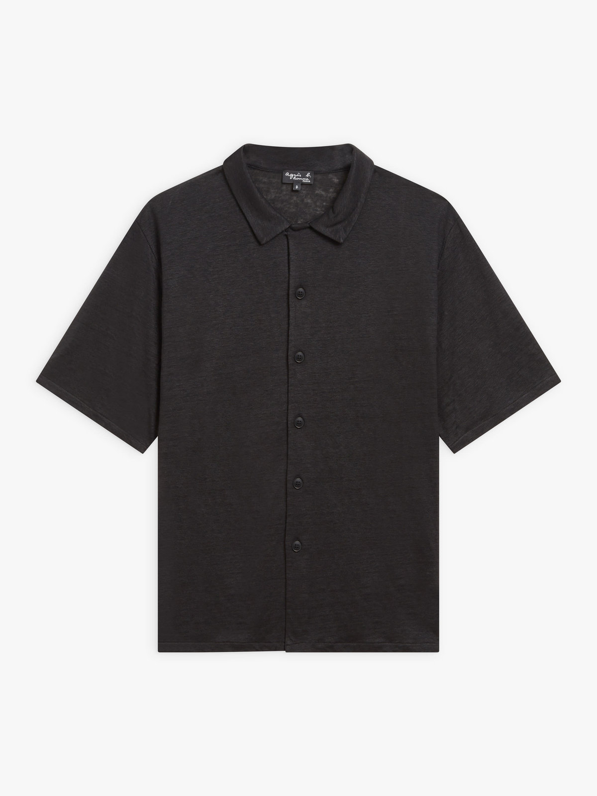 HOMME メンズ メンズ リネン ジャージー 半袖 シャツ "Maui" ブラック