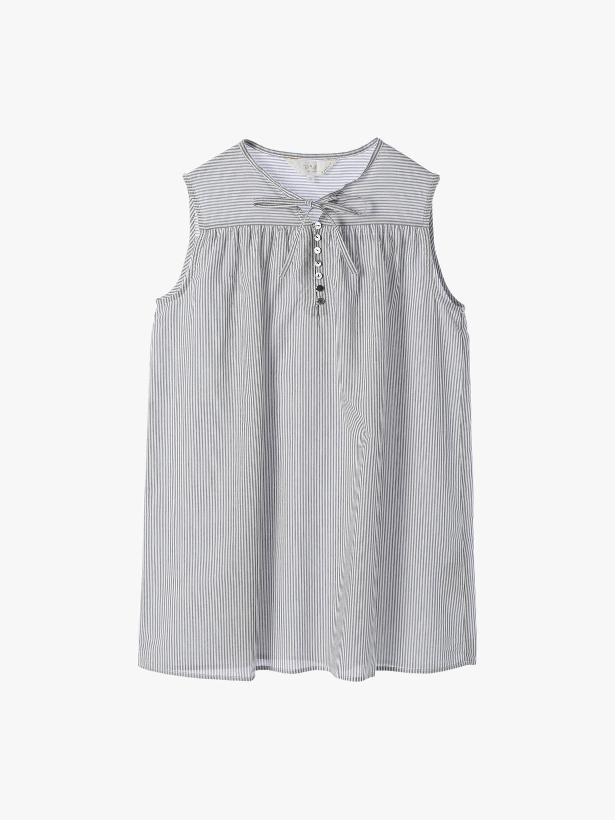 To b. by agnès b. 【Outlet】ストライプ コットンボイル ノースリーブ ブラウス ブラック