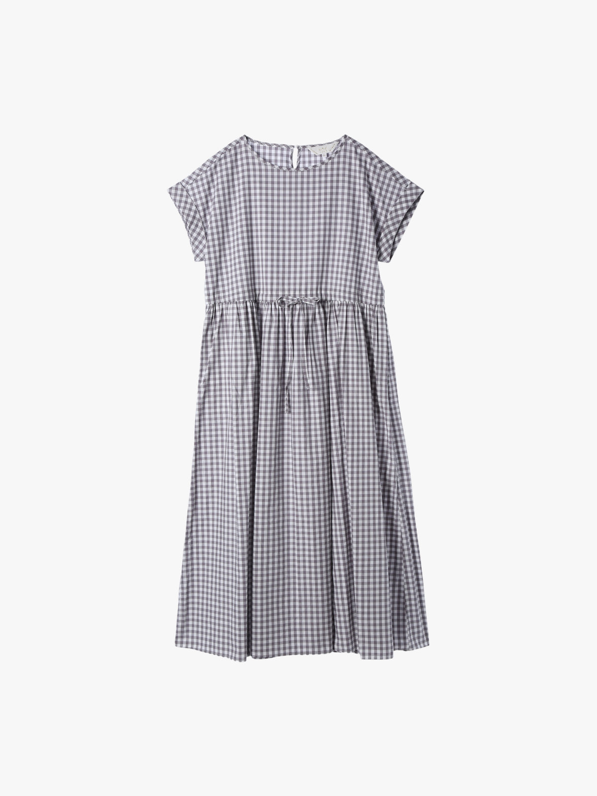 To b. by agnès b. ギンガムチェック コットン ロング ワンピース グレー×ホワイト