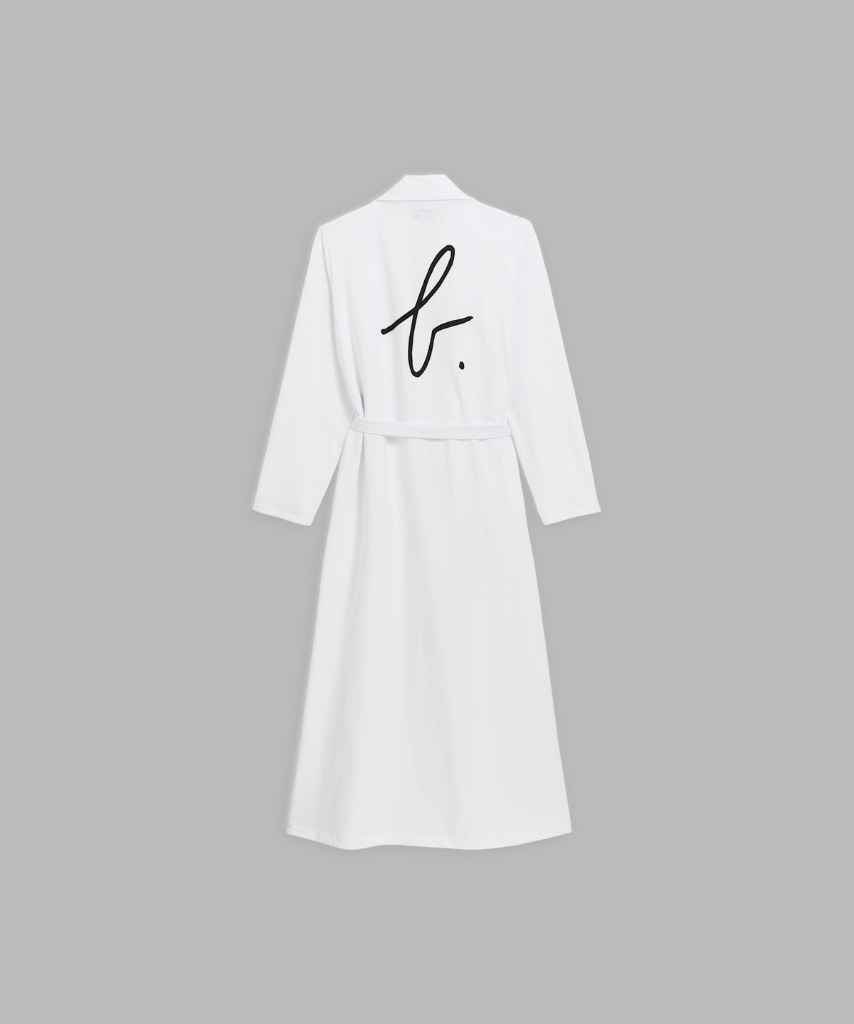 FEMME ウィメンズ "b."ロゴ プリント コットン ジャージー ロングローブ "Peignoir Long" ホワイト