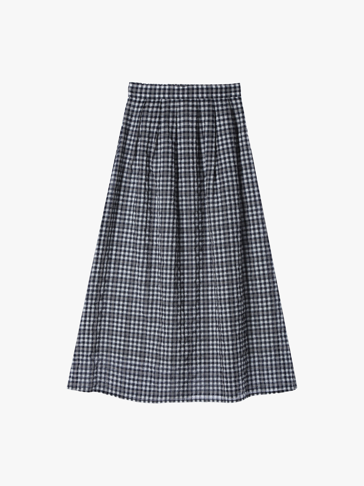 To b. by agnès b. 【Outlet】【セットアップ対応商品】ギンガムロングスカート ネイビー