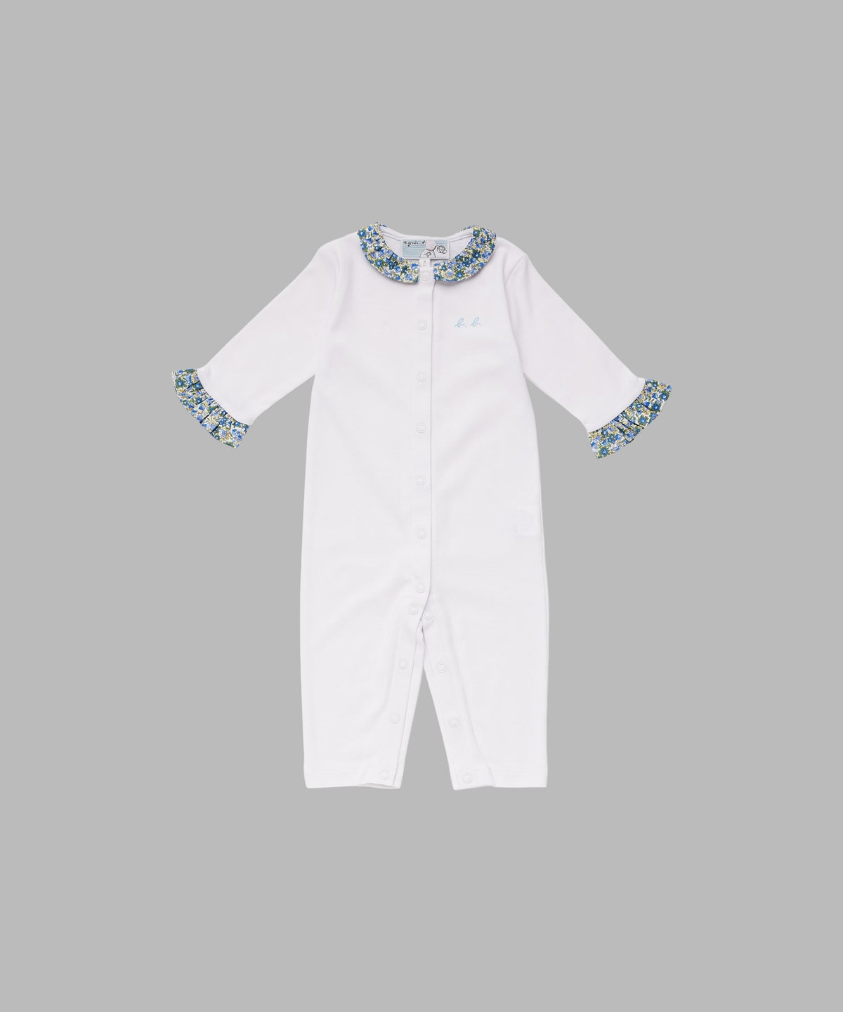 ENFANT ベビー ベビー フラワープリント コットン 長袖 ロンパース ブルー系その他