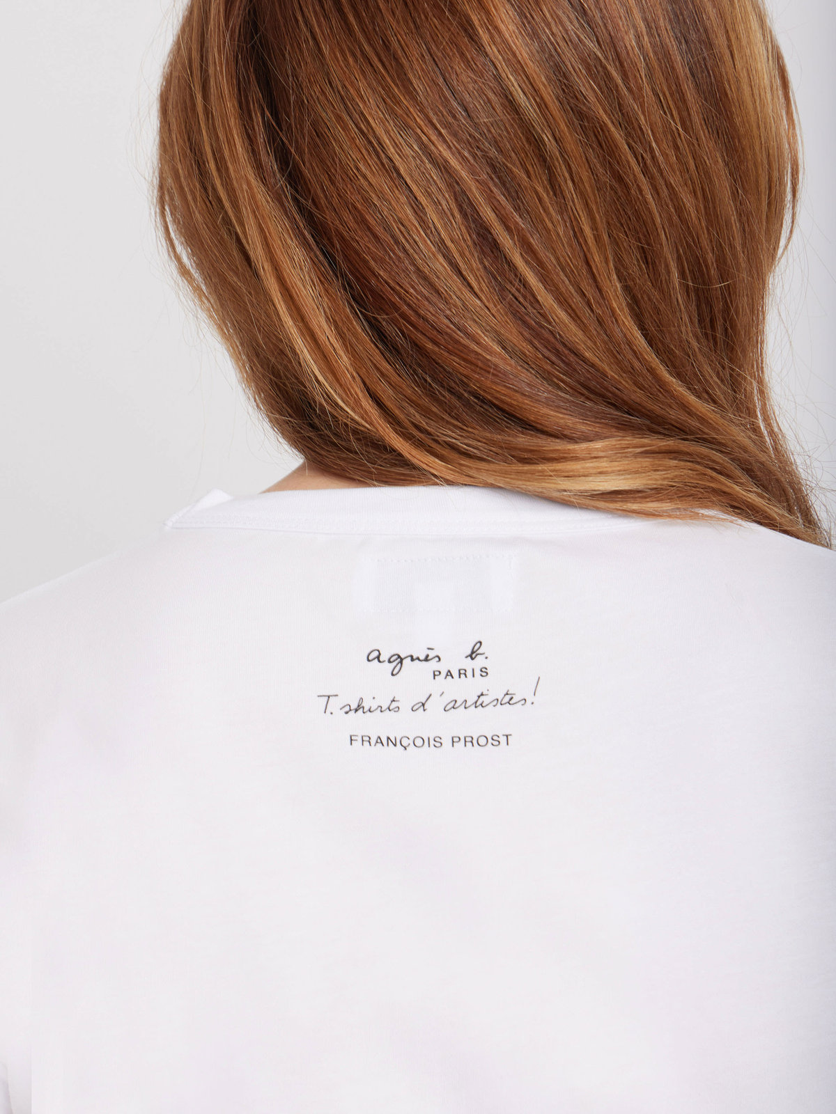 FEMME ウィメンズ コットン プリント 半袖 アーティスト Tシャツ ”Francois Prost” ホワイト