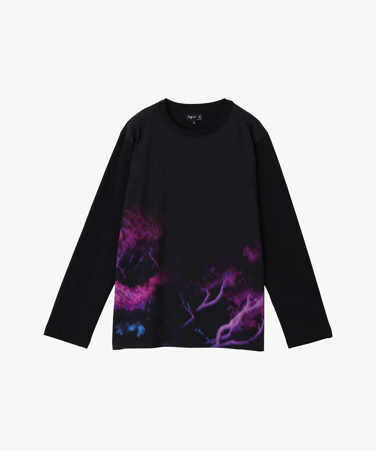 FEMME ウィメンズ フォトプリント コットン 長袖 Tシャツ ブラック