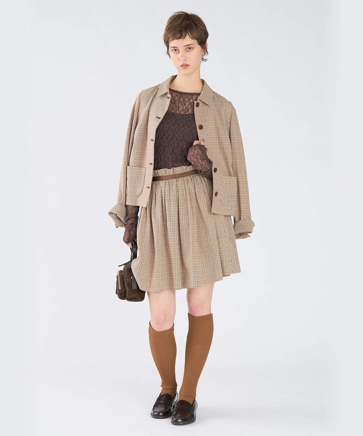 To b. by agnès b. レース 長袖 プルオーバー ブラウン
