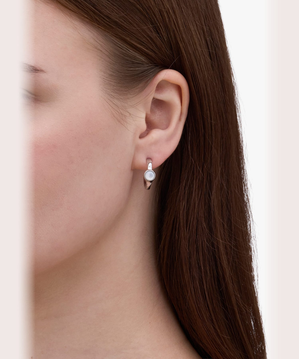 FEMME ウィメンズ パール フープピアス "Mother of pearl" シルバー
