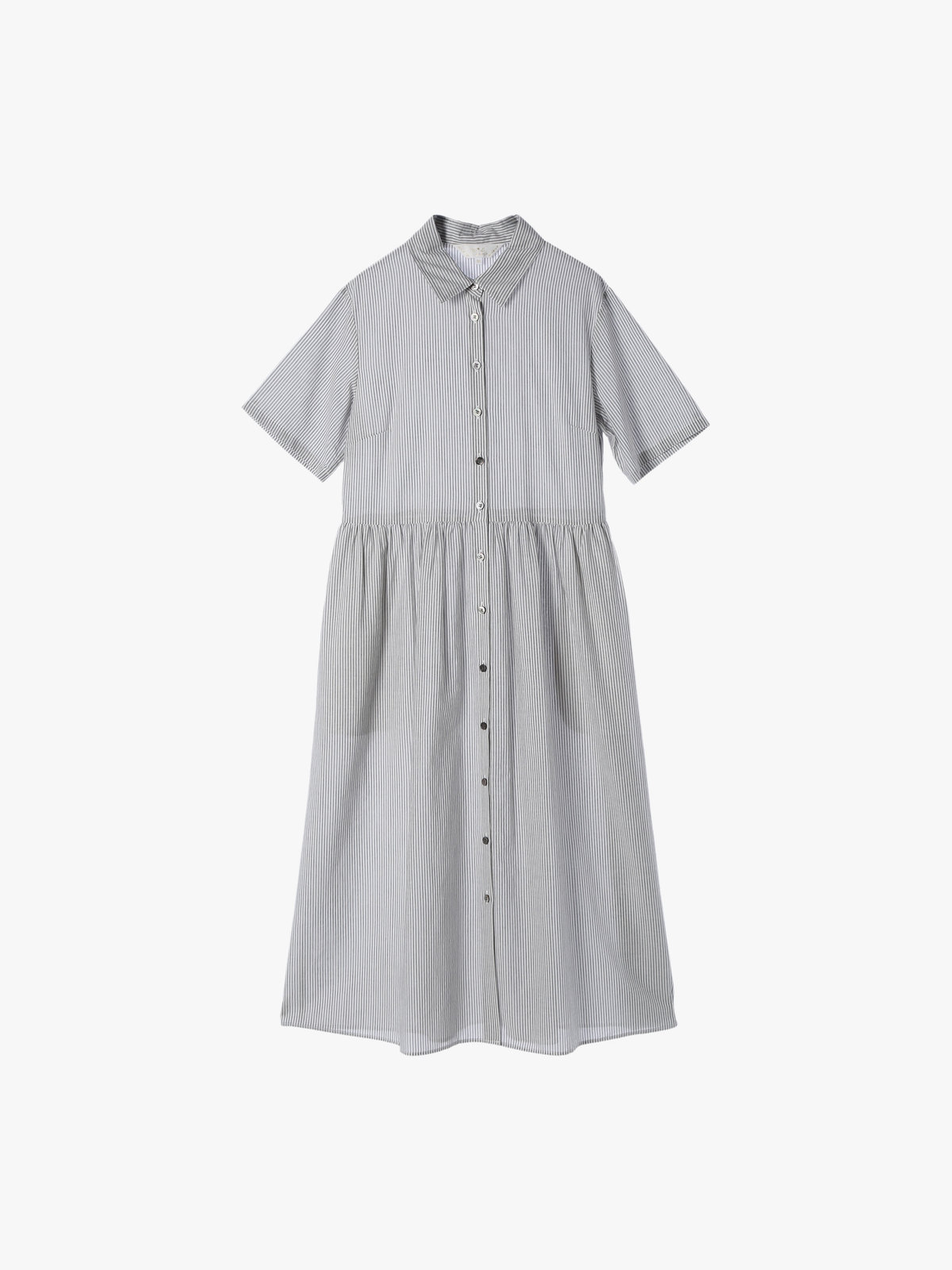 To b. by agnès b. 【Outlet】ストライプ コットンボイル ショートスリーブ ワンピース ブラック