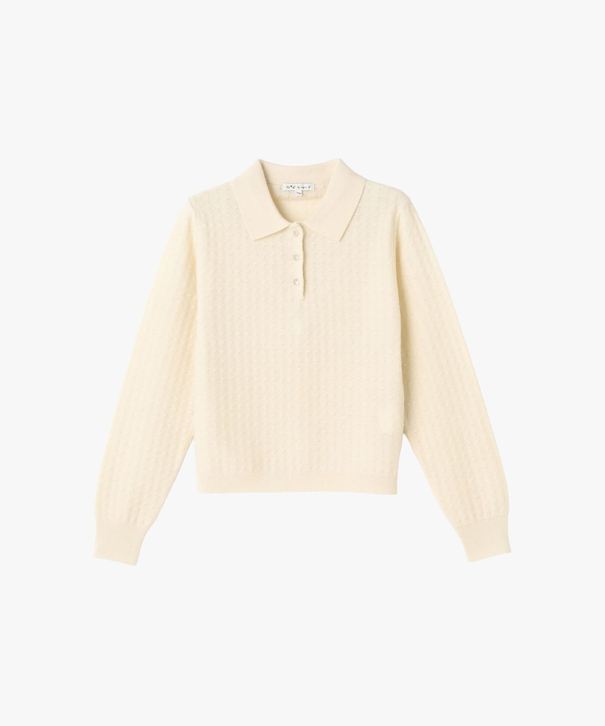 To b. by agnès b. ウール 長袖 ニットポロシャツ ホワイト
