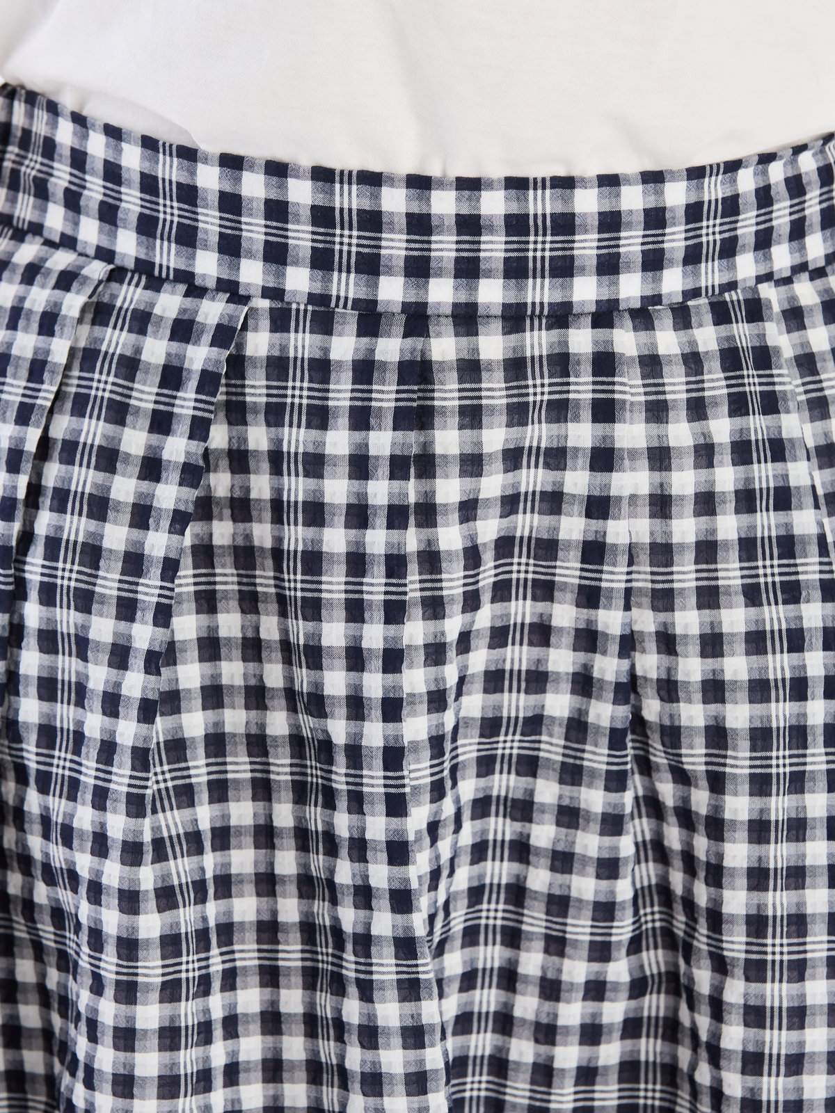 To b. by agnès b. 【Outlet】【セットアップ対応商品】ギンガムロングスカート ネイビー