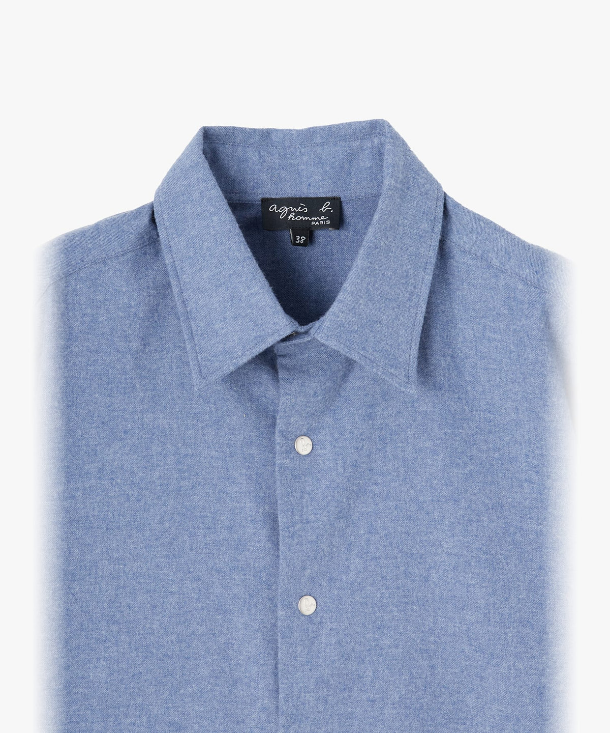 HOMME メンズ メンズ "b."ロゴ スナップボタン コットン 長袖 シャツ "Thomas" グレー系その他
