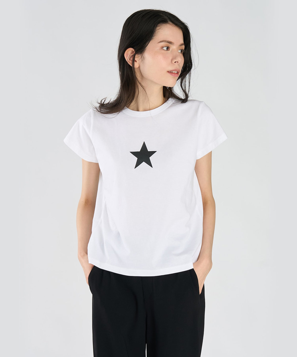 FEMME ウィメンズ アイコニック プリント コットン 半袖 Tシャツ "Etoile" ホワイト