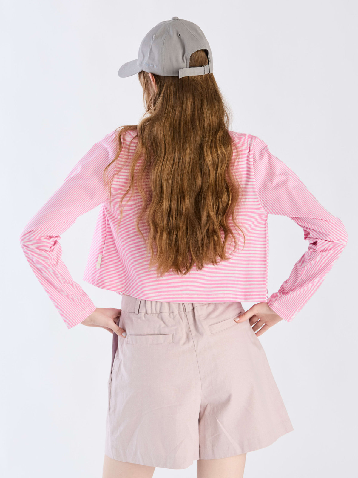 To b. by agnès b. 【Outlet】ボーダーコンパクトカーディガン ピンク