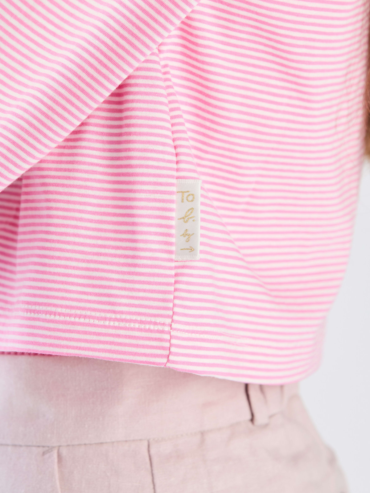 To b. by agnès b. 【Outlet】ボーダーコンパクトカーディガン ピンク