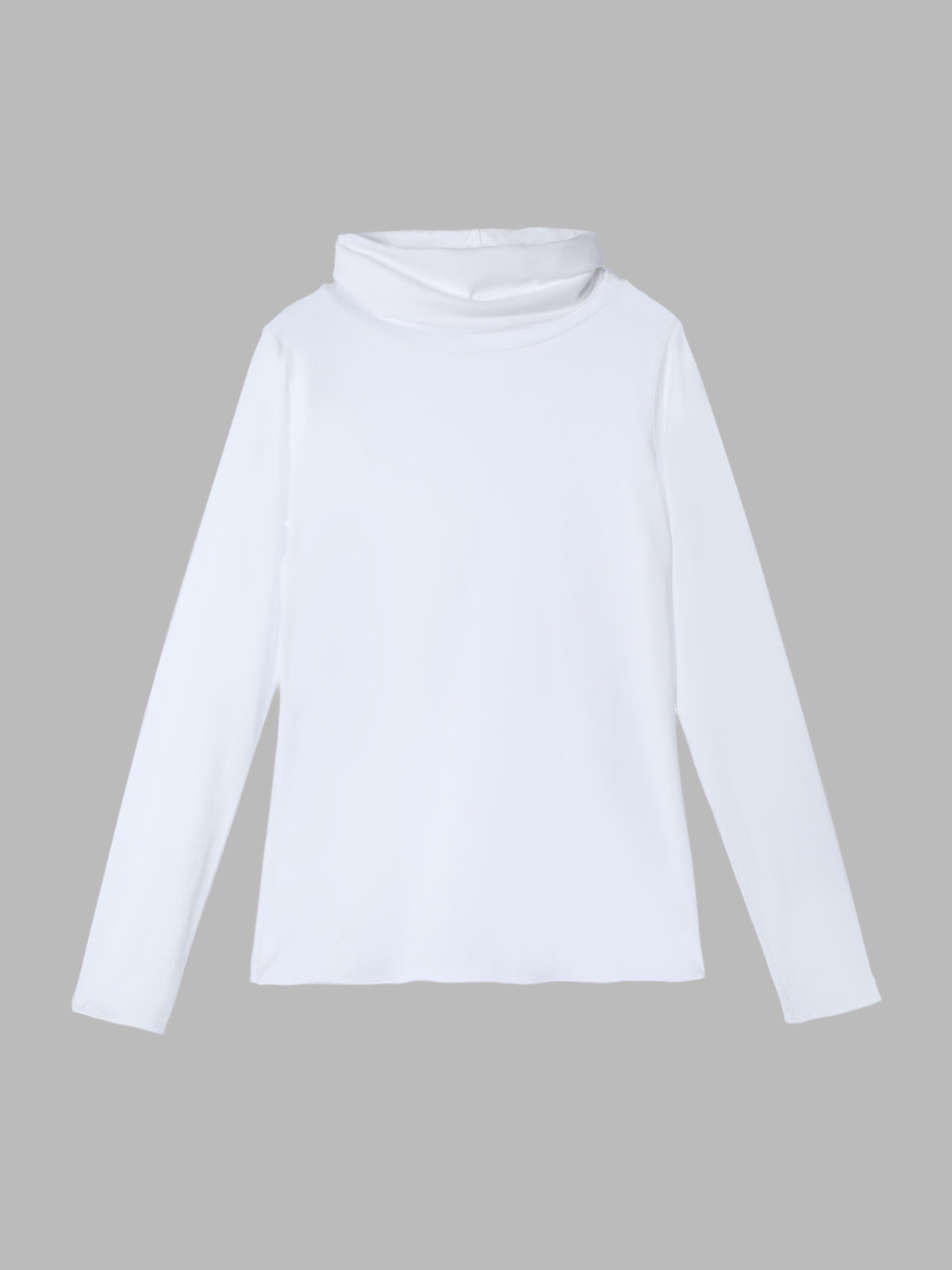 FEMME ウィメンズ オーガニックコットン タートルネック 長袖 Tシャツ "Transformable" ホワイト