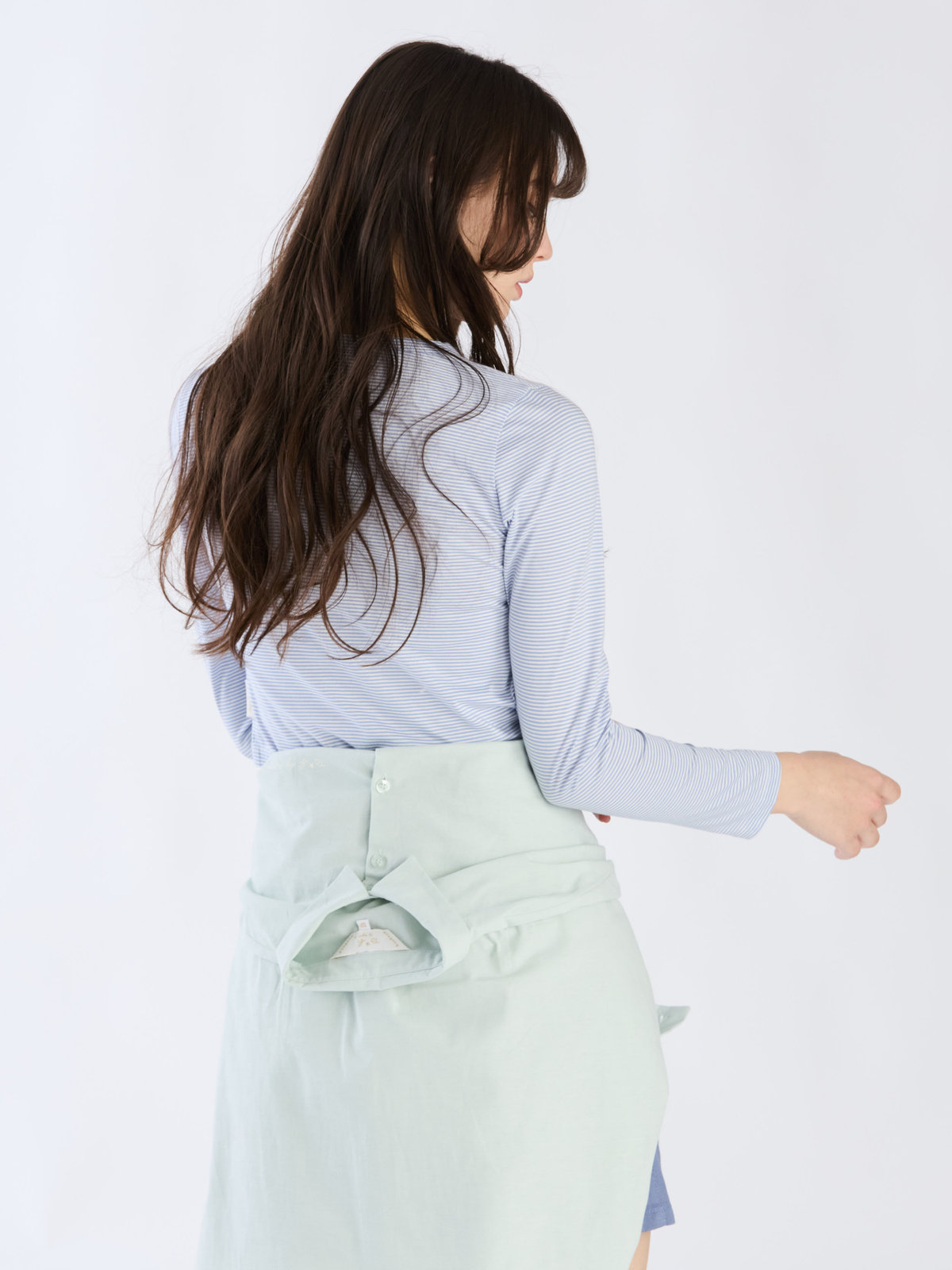 To b. by agnès b. 【Outlet】ボーダーコンパクトカーディガン ブルー