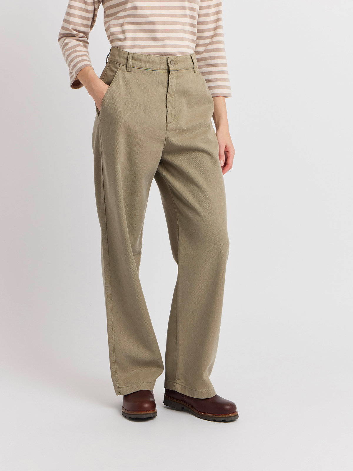 FEMME ウィメンズ コットンギャバジン ストレートパンツ ブラウン系その他