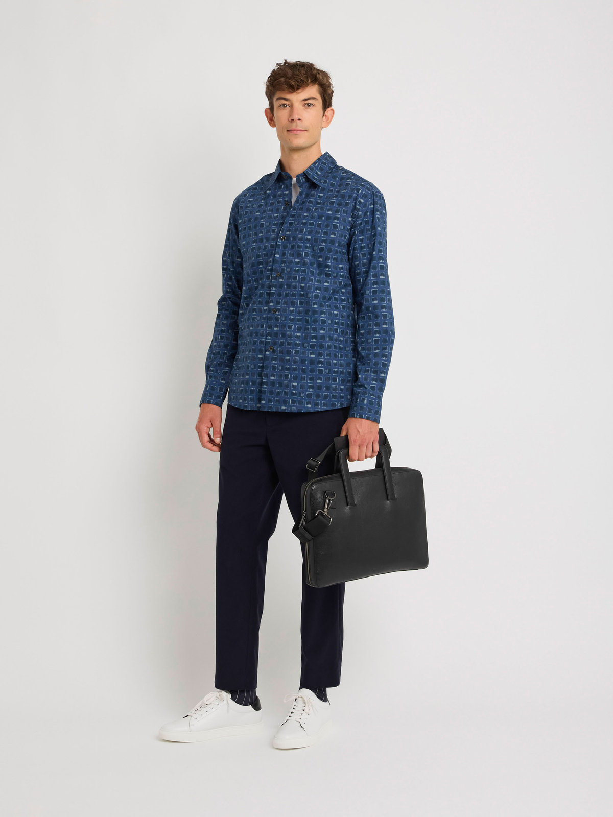 HOMME メンズ メンズ チェック コットン 長袖 シャツ ”Thomas” ブルー系その他