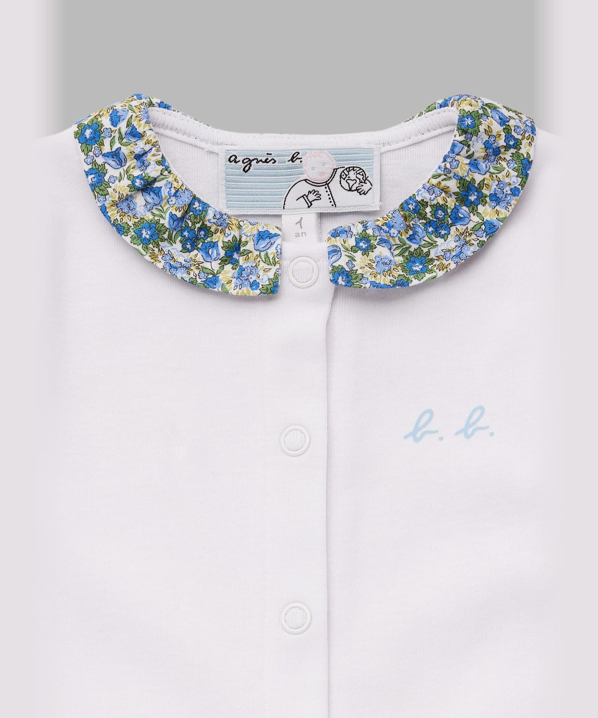 ENFANT ベビー ベビー フラワープリント コットン 長袖 ロンパース ブルー系その他