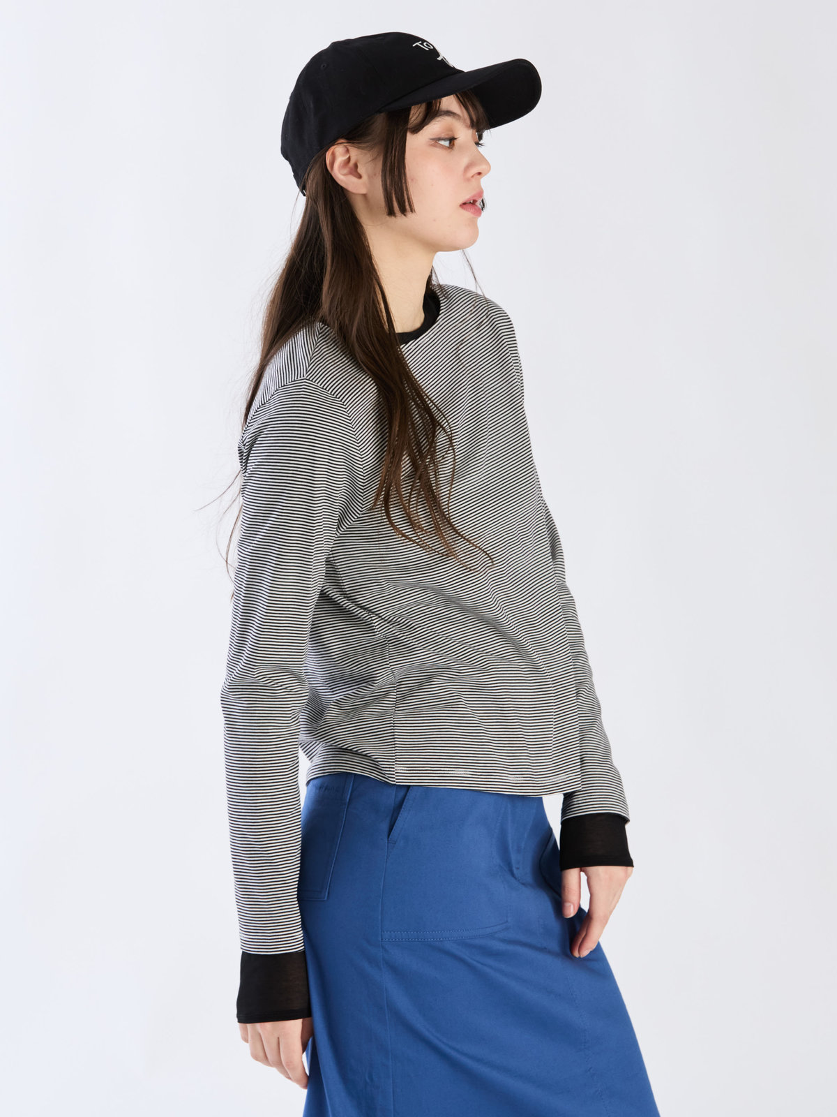 To b. by agnès b. 【Outlet】ボーダーロングスリーブTシャツ ブラック