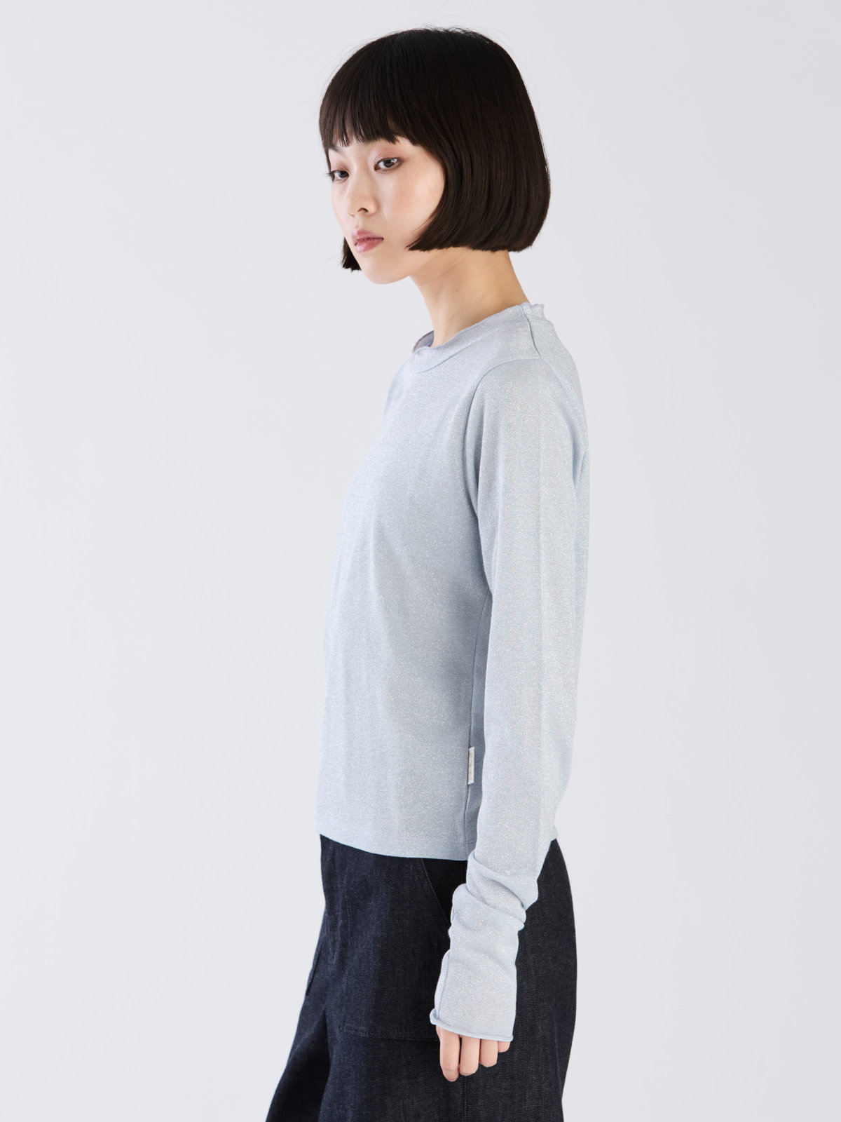 To b. by agnès b. 【Outlet】WW90 TS ラメジャージータートル ライトブルー