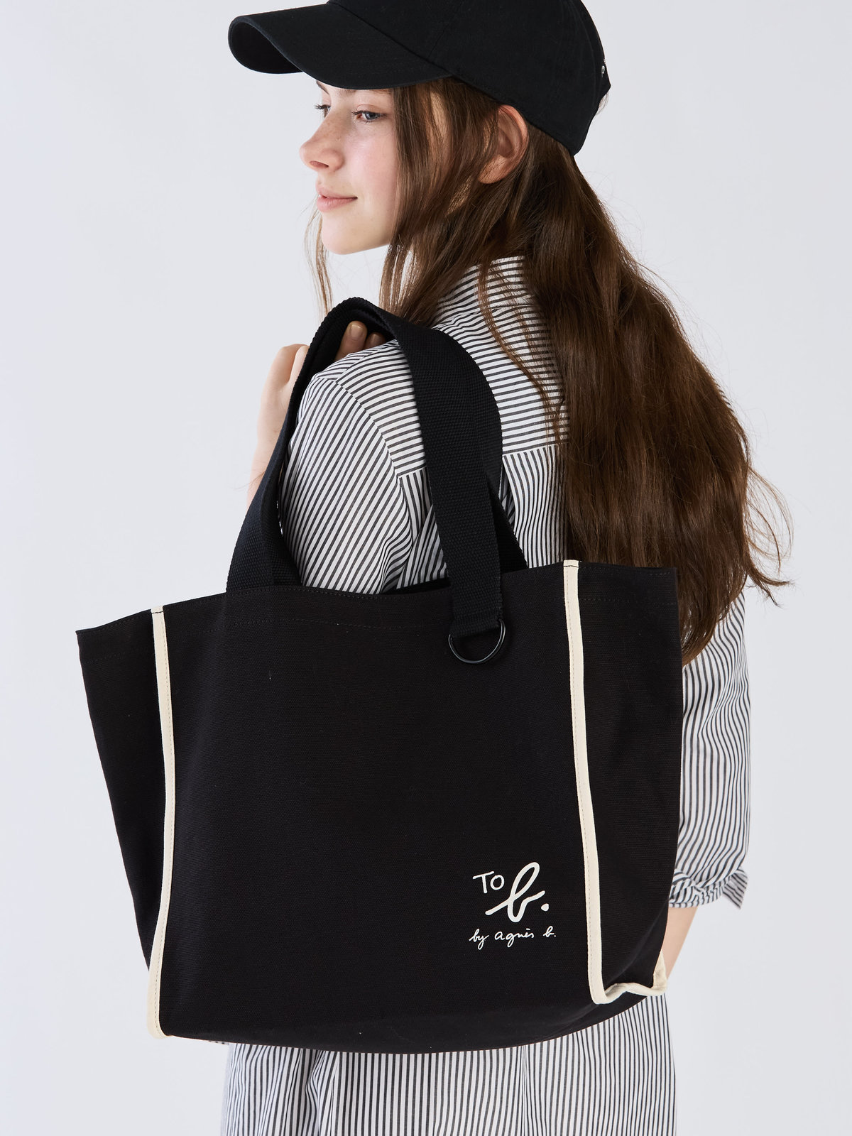 To b. by agnès b. To b. by agnes b.× green label relaxing コットン パイピング トートバッグ ブラック