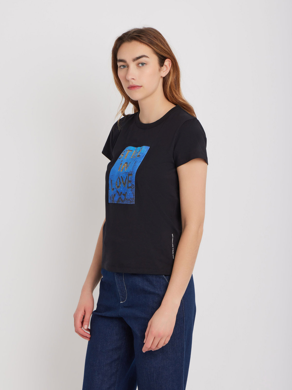 FEMME ウィメンズ オーガニクコットン フォトプリント 半袖 Tシャツ ブラック