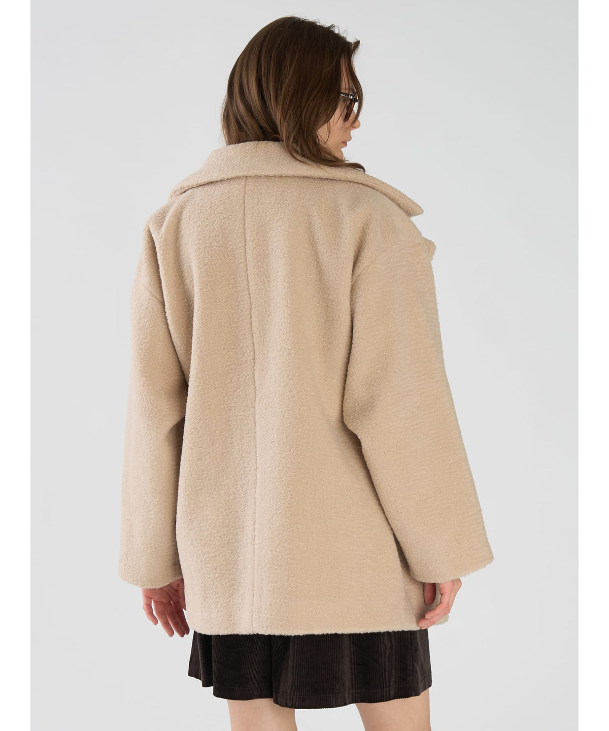 To b. by agnès b. フラッフィー カーリー ピーコート ベージュ